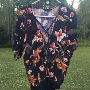 Brazilian floral body suit cross front top